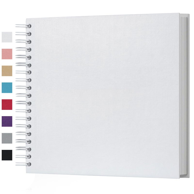 potricher 10 x 10 Inch DIY Scrapbook Photo Album 80 Pages Thick Kraft Blank White Paper Memory Book for Wedding and Anniversary Family (White, 10 Inch) - Image 1
